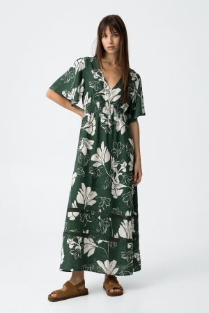 VESTIDO LARGO FLORAL VERDE