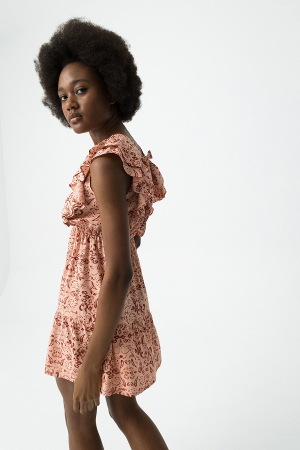 VESTIDO CORTO ROSA ÉTNICO