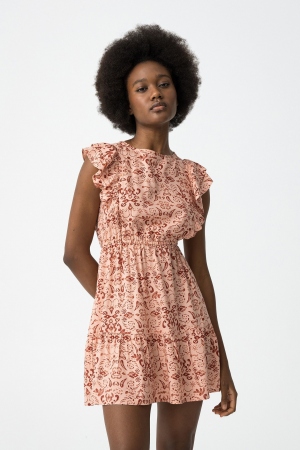 VESTIDO CORTO ROSA ÉTNICO