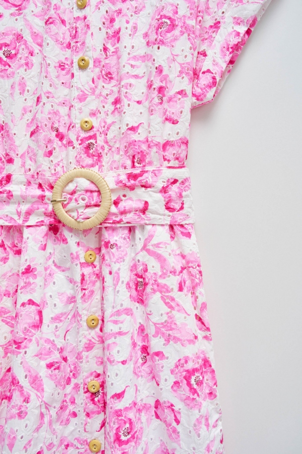 VESTIDO MIDI CAMISERO FLORAL ROSA