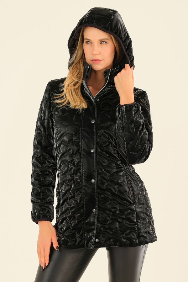 PARKA ACOLCHADA NEGRO BRILLO 2