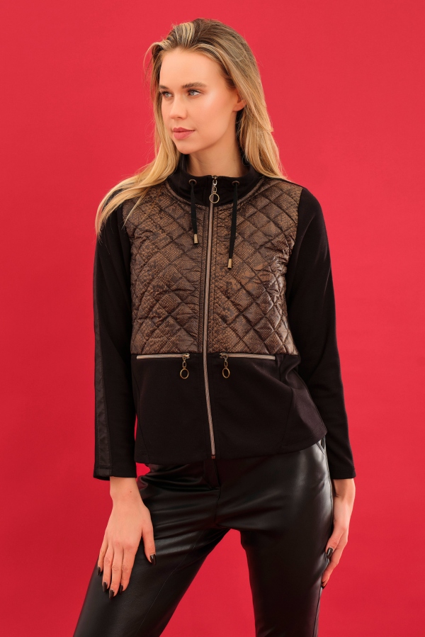 CHAQUETA DE PUNTO NEGRA ANIMAL PRINT