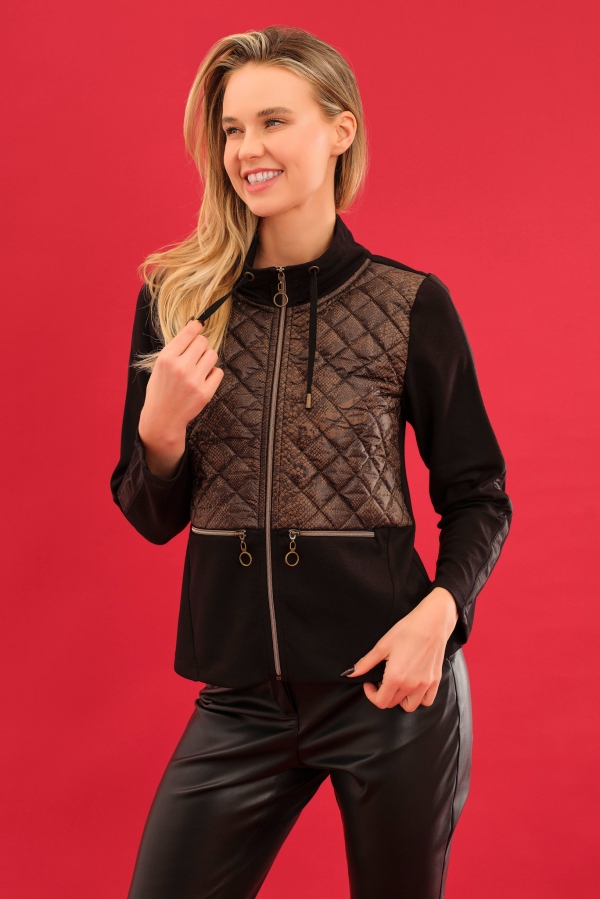 CHAQUETA DE PUNTO NEGRA ANIMAL PRINT