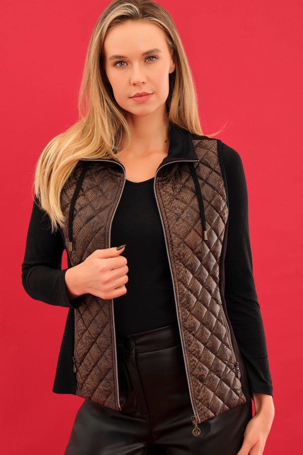 CHAQUETA DE PUNTO NEGRA ANIMAL PRINT