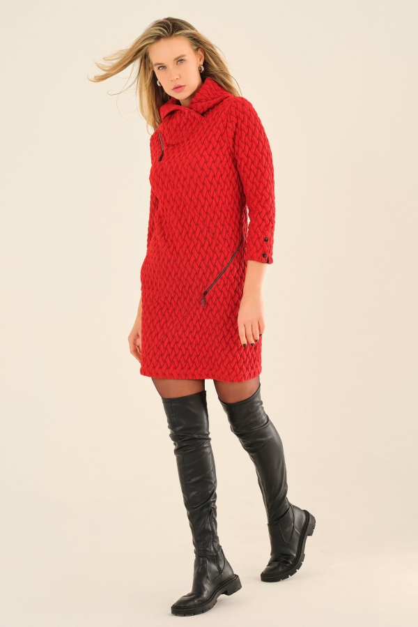 VESTIDO ROJO TRENZADO RELIEVE