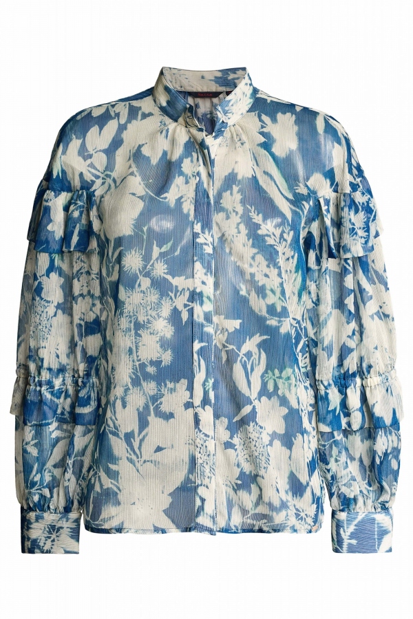 TÚNICA PRINT AZUL CON VOLANTES