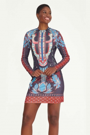 VESTIDO ART DECÓ FLORAL