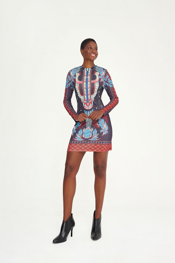 VESTIDO ART DECÓ FLORAL