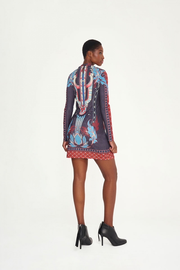 VESTIDO ART DECÓ FLORAL