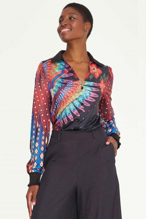 CAMISA PLUMAS Y FLORES...