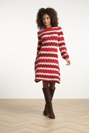 VESTIDO DE PUNTO ROJO Y ROSA