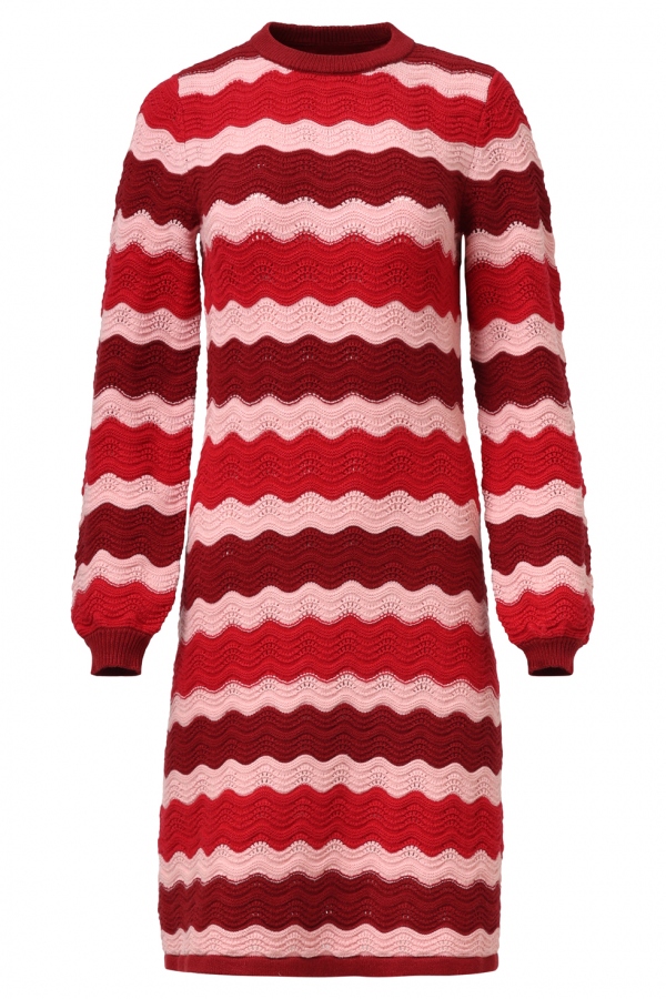 VESTIDO DE PUNTO ROJO Y ROSA