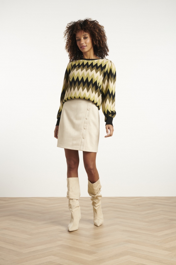 SUÉTER DE PUNTO ZIG ZAG VERDE Y NEGRO