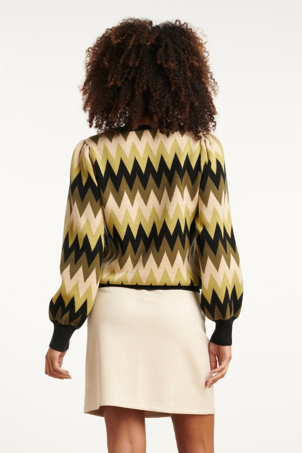 SUÉTER DE PUNTO ZIG ZAG VERDE Y NEGRO