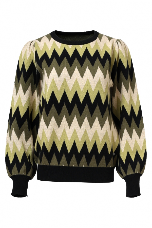 SUÉTER DE PUNTO ZIG ZAG VERDE Y NEGRO