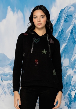 SUDADERA NEGRA ESTRELLAS Y...