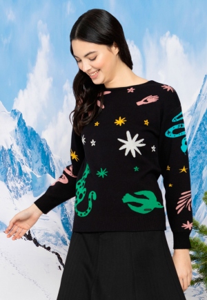 SUÉTER NEGRO MOTIVOS COLOR