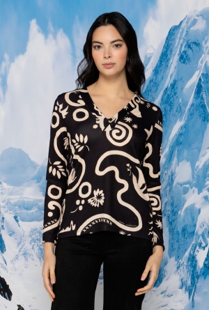 SUÉTER NEGRO MOTIVOS BEIGE