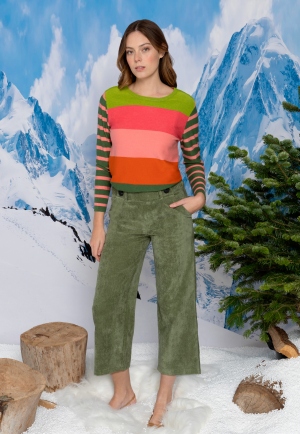 PANTALÓN CROPPED PANA VERDE