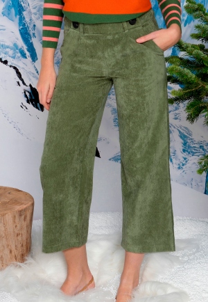 PANTALÓN CROPPED PANA VERDE 2