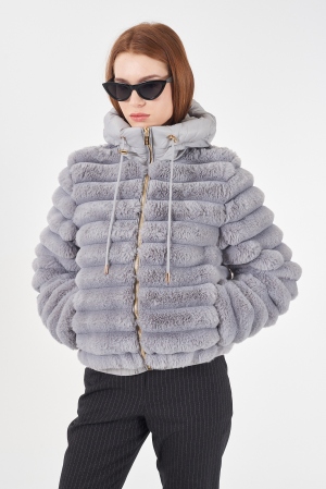 CHAQUETA BOMBER PELO GRIS