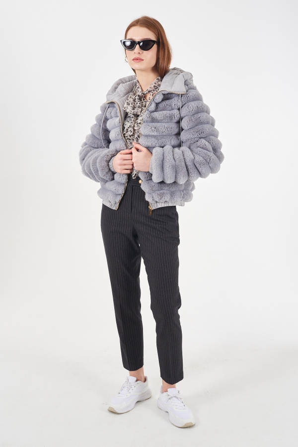 CHAQUETA BOMBER PELO GRIS CHAQUETA BOMBER PELO GRIS