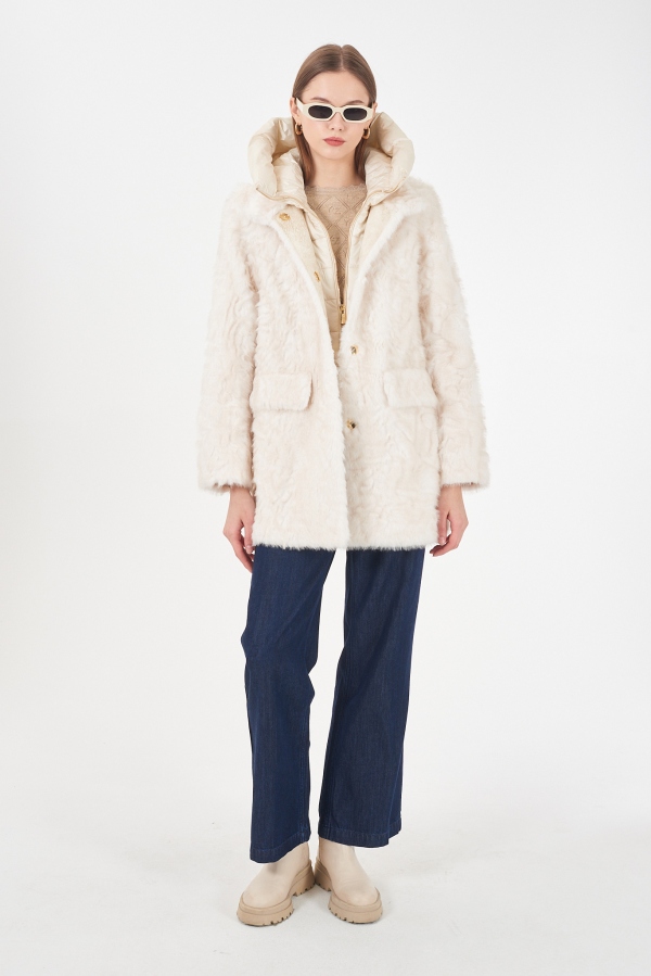 ABRIGO DE PELO MARFIL