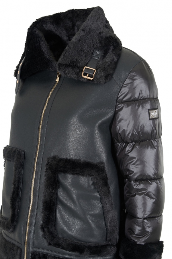 ABRIGO NEGRO ACOLCHADO COMBINADO...