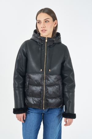 ABRIGO NEGRO POLIPIEL PUFFER