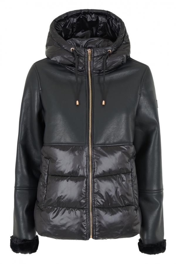 ABRIGO NEGRO POLIPIEL PUFFER