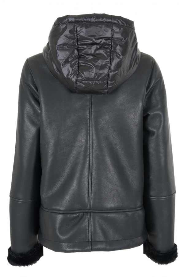 ABRIGO NEGRO POLIPIEL PUFFER