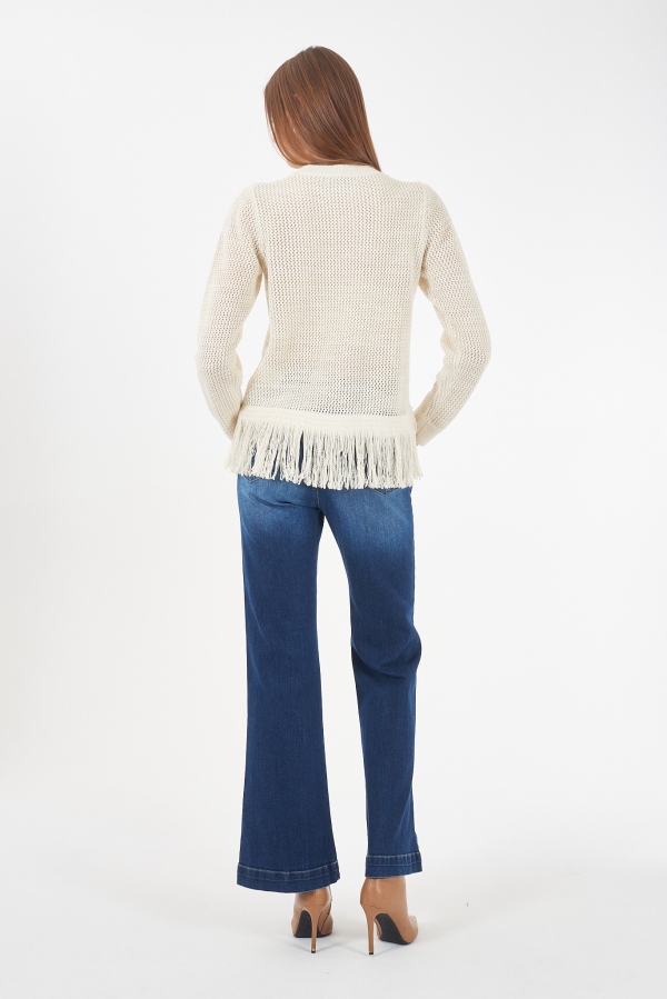 SUÉTER REJILLA BEIGE CON FLECOS