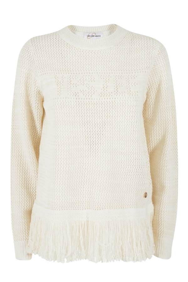 SUÉTER REJILLA BEIGE CON FLECOS