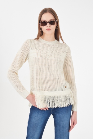 SUÉTER REJILLA BEIGE CON...