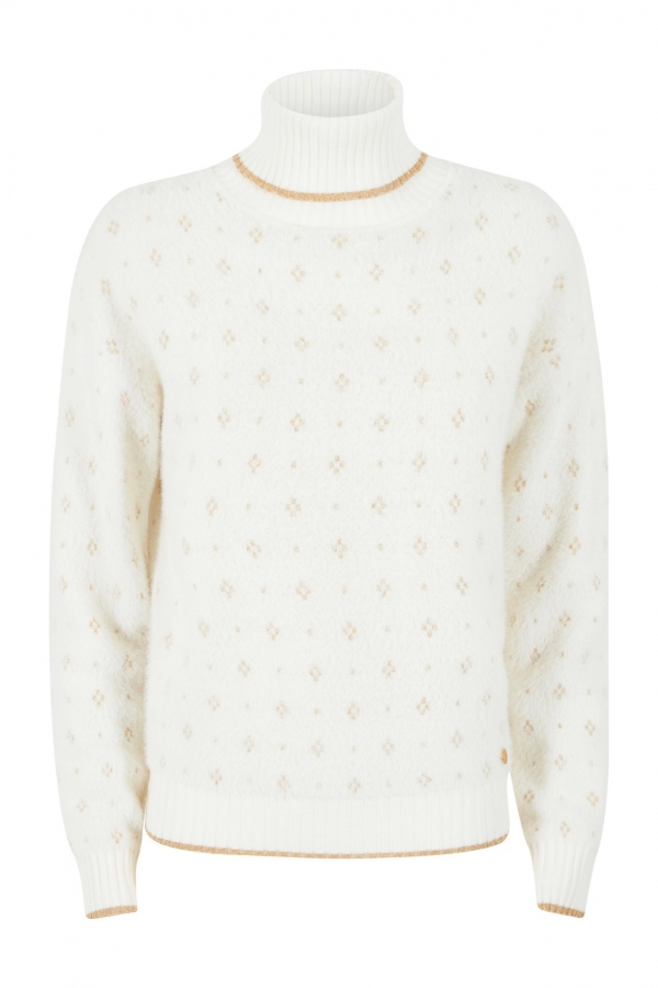 SUÉTER CUELLO ALTO MOHAIR BEIGE DORADO