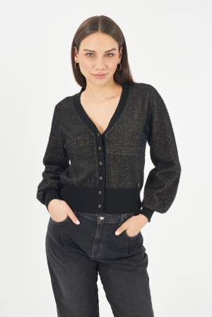 CÁRDIGAN NEGRO Y DORADO