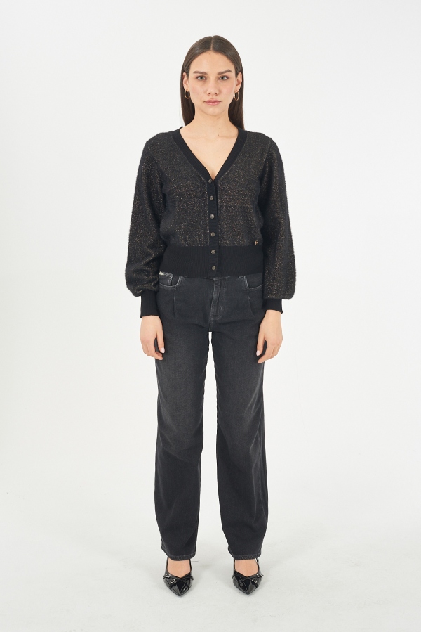 CÁRDIGAN NEGRO Y DORADO