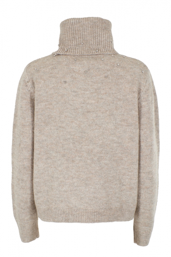 SUÉTER CUELLO ALTO TÓRTOLA CON PEDRERÍA