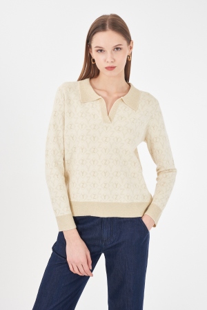 POLO JACQUARD BEIGE DORADO