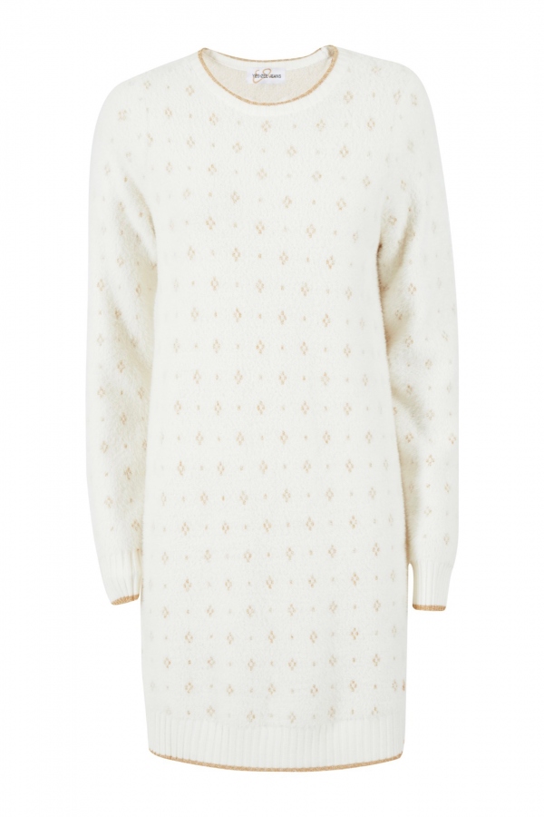 VESTIDO SUÉTER MOHAIR BEIGE DORADO