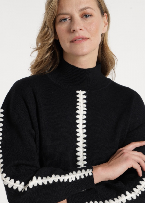 JERSEY NEGRO TRENZADO BLANCO 2