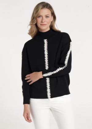 JERSEY NEGRO TRENZADO BLANCO