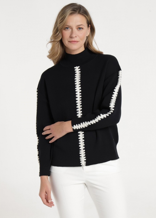 JERSEY NEGRO TRENZADO BLANCO