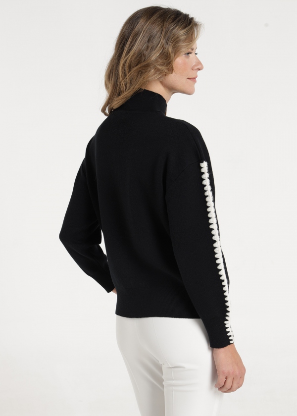 JERSEY NEGRO TRENZADO BLANCO JERSEY NEGRO TRENZADO BLANCO