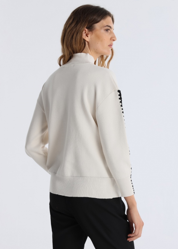 JERSEY BLANCO TRENZADO NEGRO JERSEY BLANCO TRENZADO NEGRO