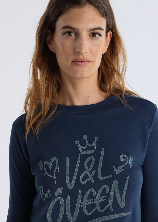 CAMISETA AZUL BE A QUEEN V&L