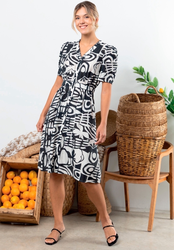 VESTIDO CAMISERO BLANCO Y...