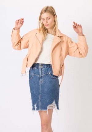 CAZADORA BIKER SALMÓN