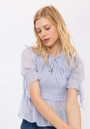 BLUSA AZUL VOLANTES