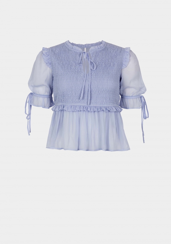 BLUSA AZUL VOLANTES